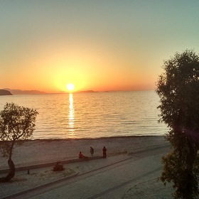 Bodrum  Turgutreis beach at sunset, Turkey